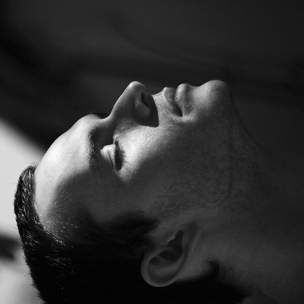 man blissing out after a massage