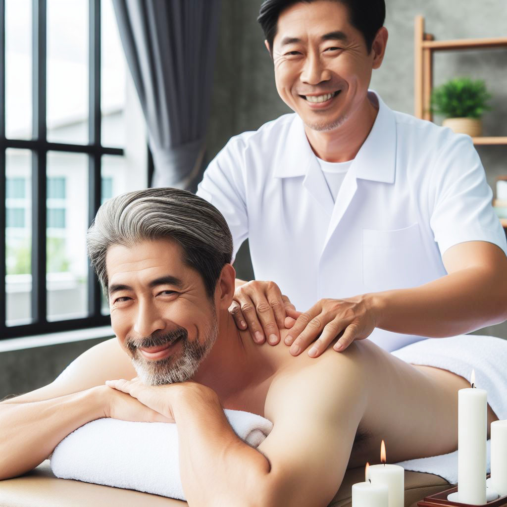 happy client getting perfect pressure massage