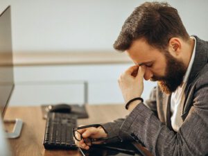 Divorced man under stress