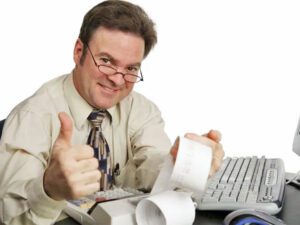 Happy accountant after a massage for stress