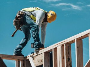 construction worker tensed up