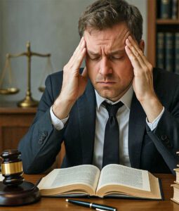 Picture of stressed lawyer in need of massage