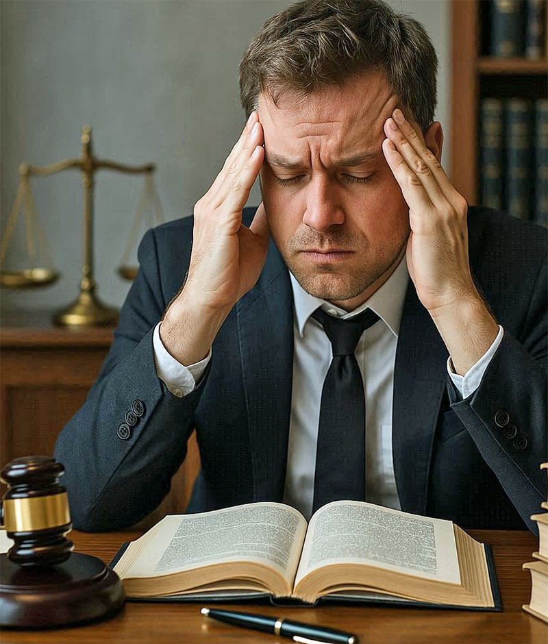 Picture of stressed lawyer in need of massage