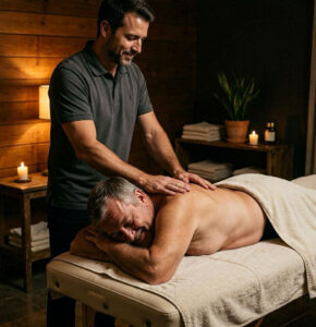 Over 60 man enjoying gentle massage
